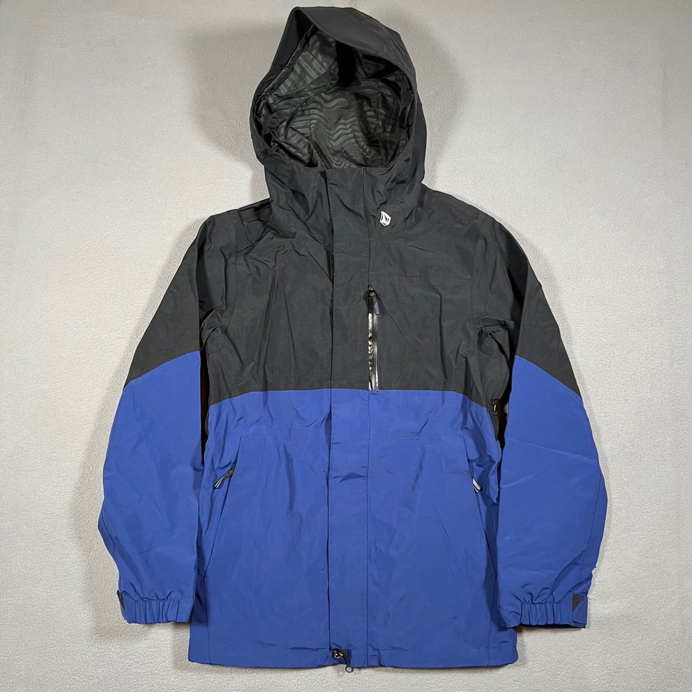 Volcom Gore-Tex Jacket Mens XS Black Blue Hooded Waterproof Ski‎ Snowboarding
